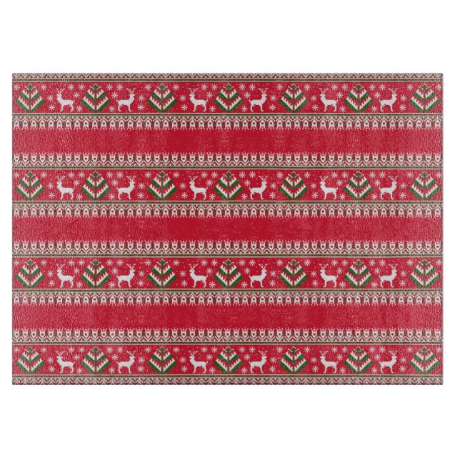 Planche À Découper Rouge d'hiver et vert Noël Fair Isle (Devant)