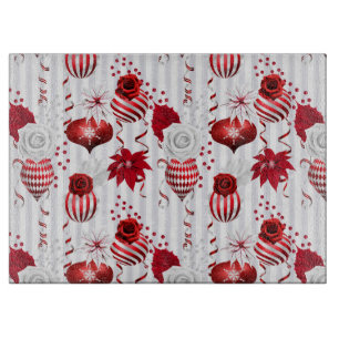 Planche À Découper Rouge et Blanc de Noël Menthe Poivrée d'Hiver