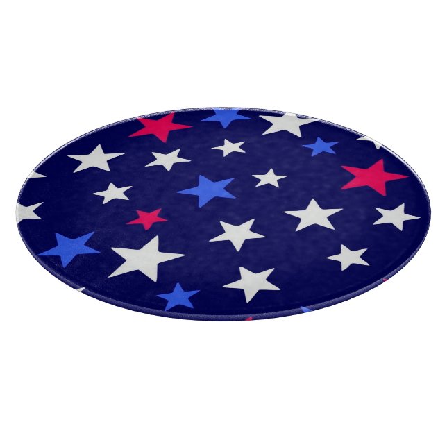Planche À Découper Rouge gras, bleu patriotique et étoiles blanches  (Coin)