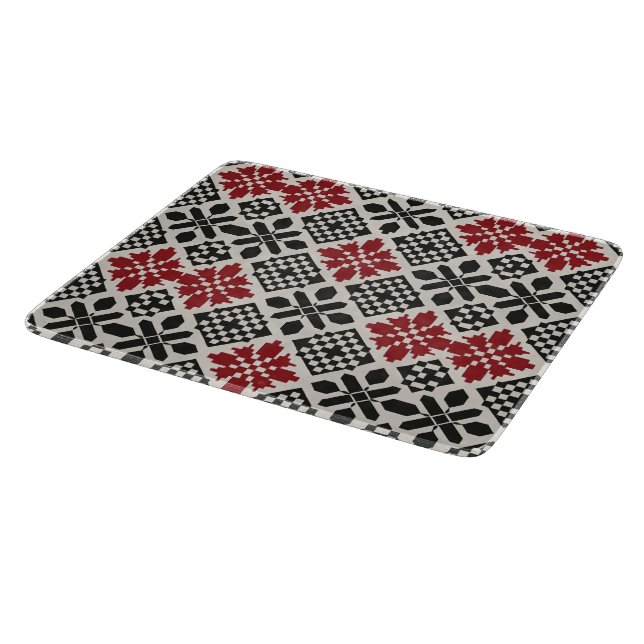 Planche À Découper Rouge noir blanc géométrique Keffiyeh Motif folklo (Coin)