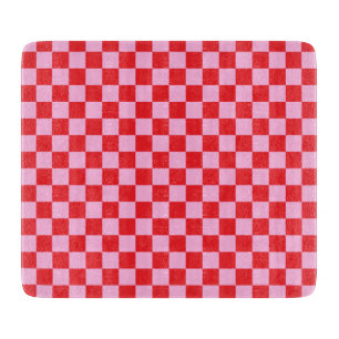 Planche À Découper Rouge vif et rose clair à carreaux