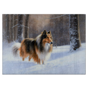 Planche À Découper Rough Collie Laisser Neige Noël