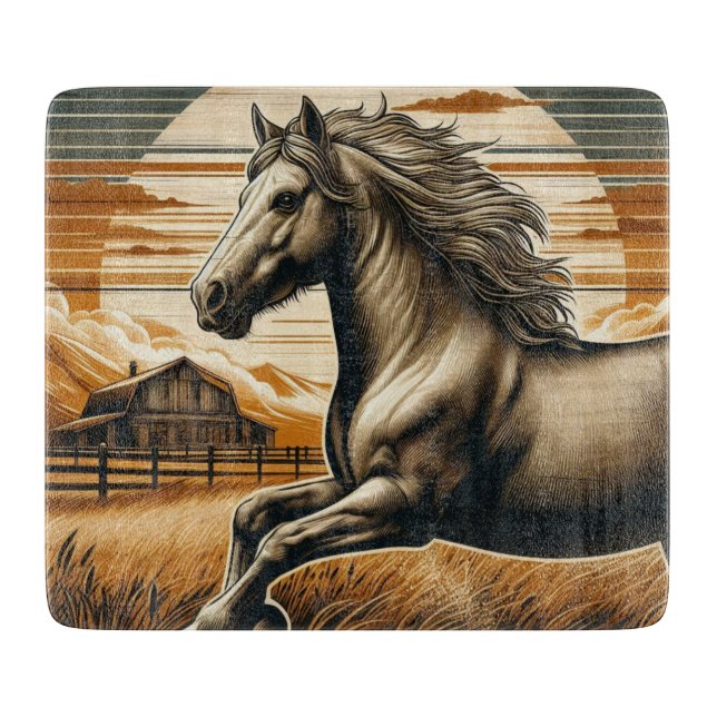 Planche À Découper Rouille/cheval vintage/Ouest (Devant)