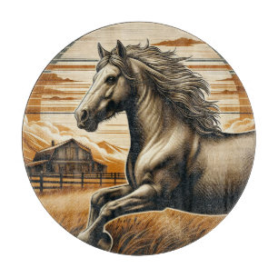 Planche À Découper Rouille/cheval vintage/Ouest