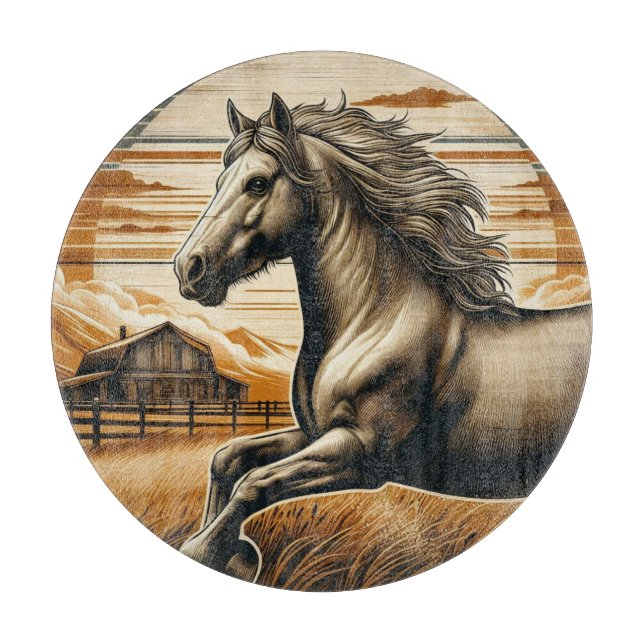 Planche À Découper Rouille/cheval vintage/Ouest (Devant)