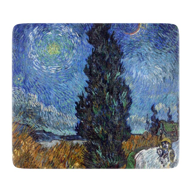 Planche À Découper Route avec cyprès de Van Gogh Impressionnisme (Devant)