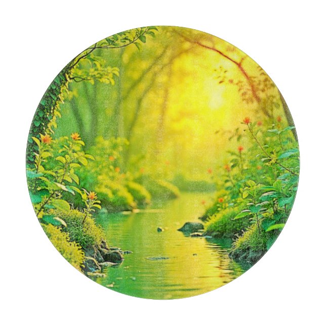 Planche À Découper Ruisseau de la forêt dorée Art paisible (Devant)