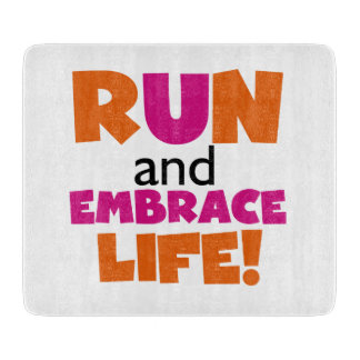 Planche À Découper Run and Embrassez Life Orange Pink