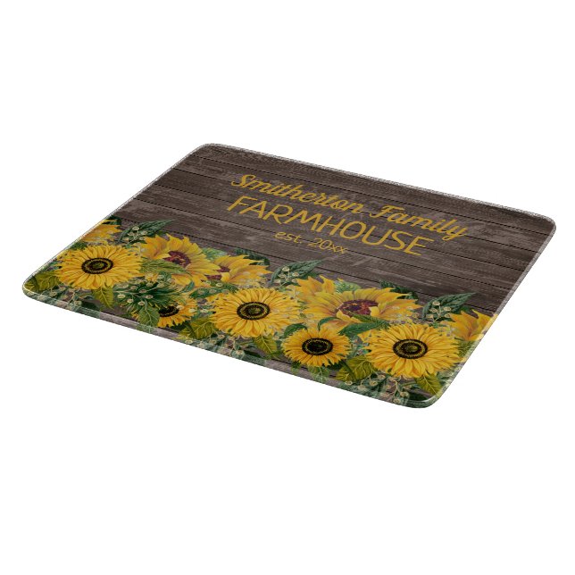 Planche À Découper Russe Grange Bois Jaune Tournesol Famille Ferme (Coin)