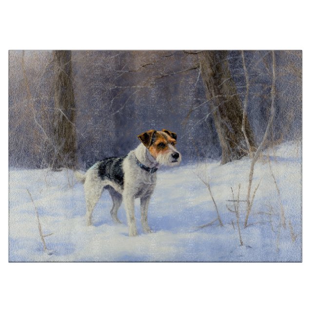 Planche À Découper Russell Terrier Qu'il neige Noël (Devant)