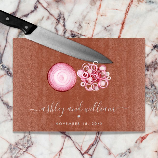 Planche À Découper Rustic Couple Établi Date Script Farmhouse (Créateur téléchargé)