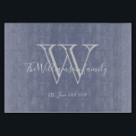 Planche À Découper Rustic Mariage Cadeau Monogramme Nom de famille Co<br><div class="desc">Monogramme Cadeau Rustique Mariage Initial Et Nom De Famille Cool Blue Cutting Board. Premier monogramme personnalisé, avec le nom de famille ou votre propre nom et date établie en écriture sur un arrière - plan bleu clair. Un cadeau unique pour les mariages, les jeunes mariés et les cadeaux de douche...</div>