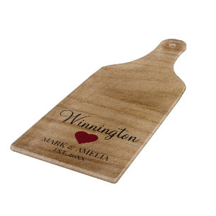 Planche À Découper Rustic Wood Family Est Mariage Date Red Heart