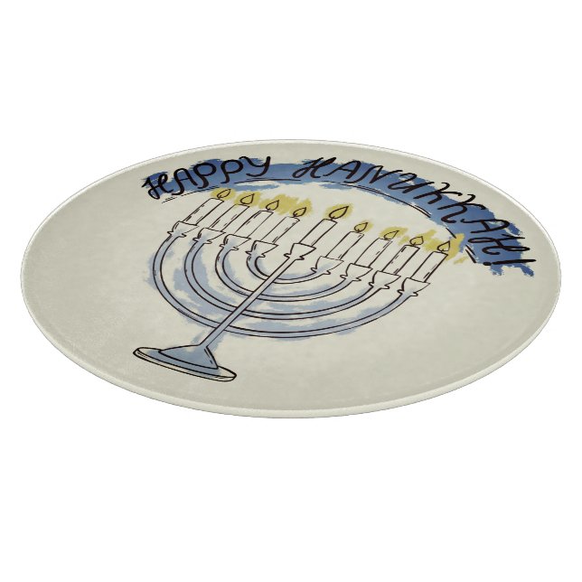 Planche À Découper Rustique juif Hiliday peint Hanoukka Menorah (Coin)