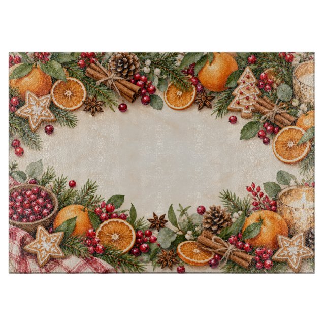 Planche à découper Rustique Noël aquarelle (Devant)