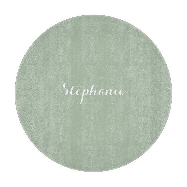 Planche À Découper Sage Green Nom Moderne Élégant Monogramme Boho (Devant)