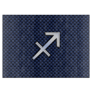 Planche À Découper Sagittarius Zodiac Sign on Blue Carbon Fibre Style