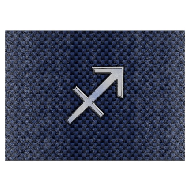 Planche À Découper Sagittarius Zodiac Sign on Blue Carbon Fibre Style (Devant)