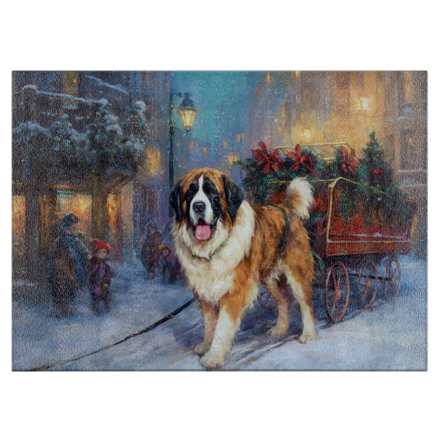 Planche À Découper Saint Bernard Christmas Festive (Devant)