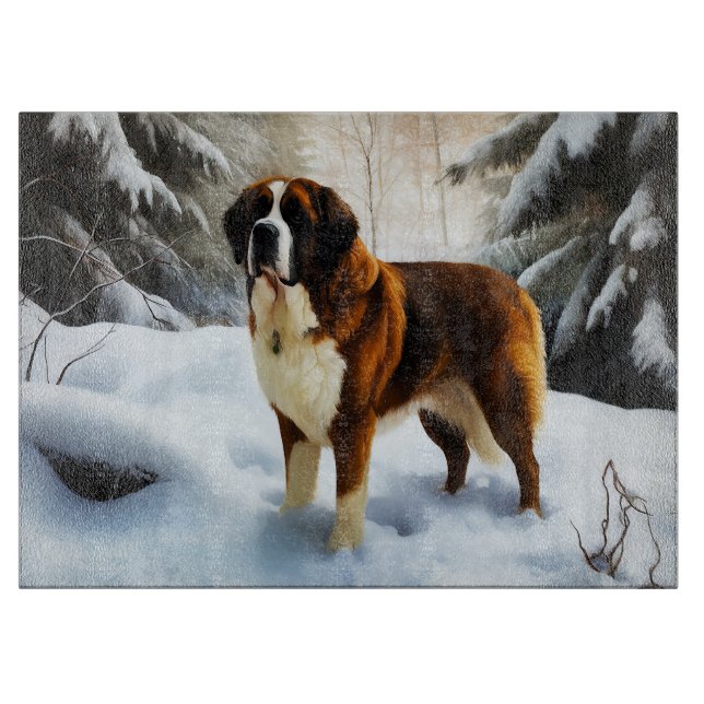 Planche À Découper Saint Bernard Laissez Tomber la Neige Noël (Devant)