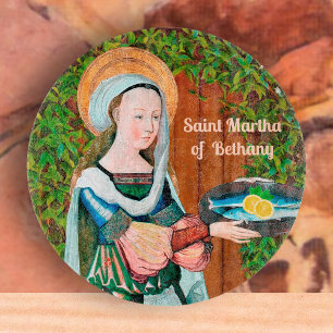 Planche À Découper Sainte Marthe de Béthanie dans sa cuisine (Détail)