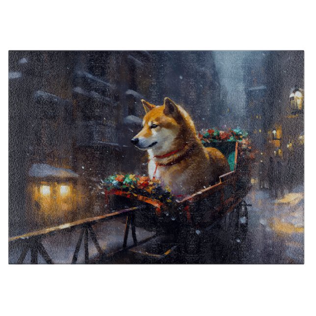 Planche À Découper Saison de Noël de Shiba Inu (Devant)