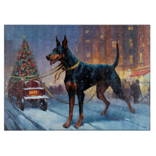 Planche À Découper Saison Festive de Noël Doberman