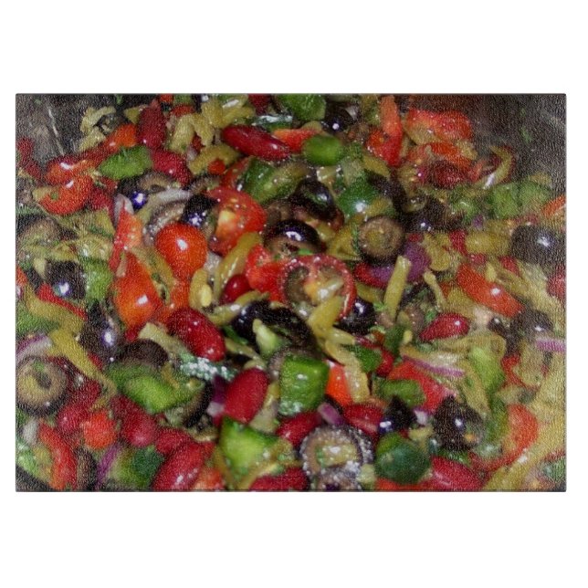 Planche À Découper Salade de haricot Aliments Légumes Photographie (Devant)