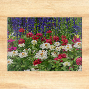 Planche À Découper Salvia Bleue et Jardin Zinnia Floral