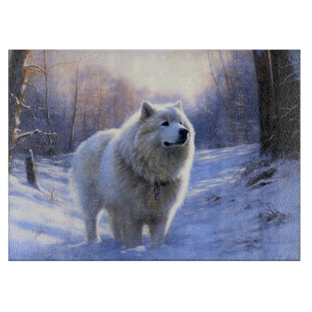 Planche À Découper Samoyède Qu'il neige Noël (Devant)