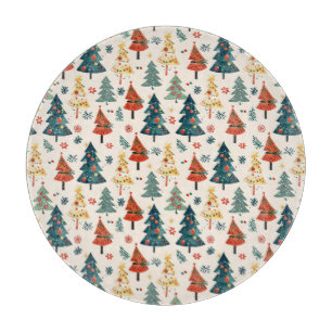 Planche À Découper Sapins de Noël colorés à motif continu