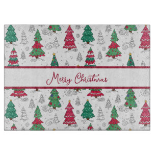 Planche À Découper Sapins de Noël Décorés Fantaisistes et Capricieux