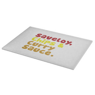 Planche À Découper Saveloy, chips & Curry Sauce.