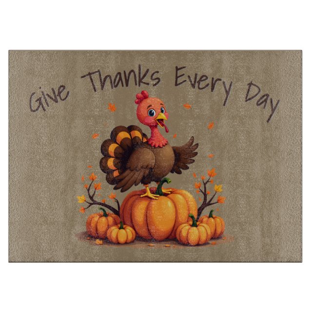 Planche À Découper Scène de dinde de Thanksgiving mignonne avec citro (Devant)