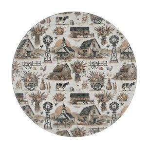 Planche À Découper Scène de ferme rustique