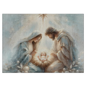 Planche À Découper Scène de la Nativité de la Sainte Famille radieuse