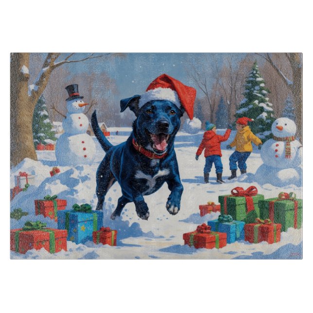 Planche À Découper Scène de neige festive de Noël Blue Heeler (Devant)