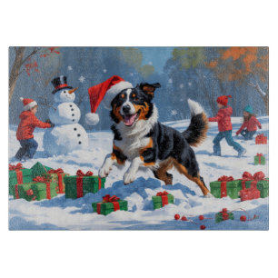 Planche À Découper Scène de Noël australienne Kelpie