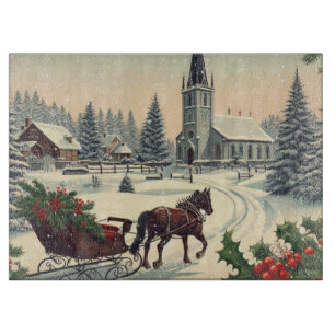 Planche À Découper Scène de Noël classique/Vintage