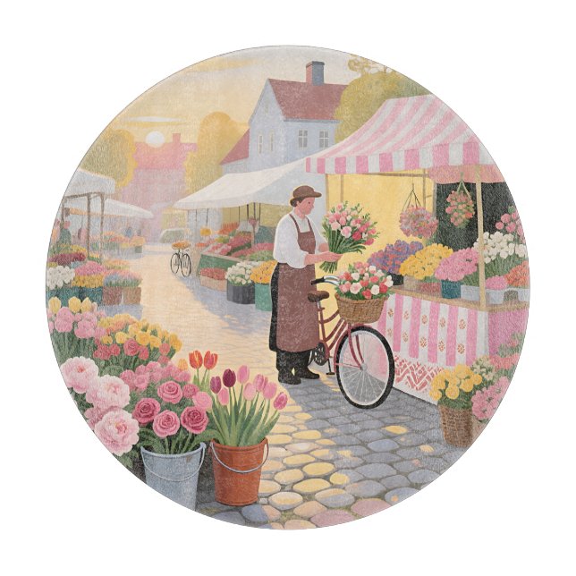 Planche À Découper Scène de rue Fleur Solaire (Devant)