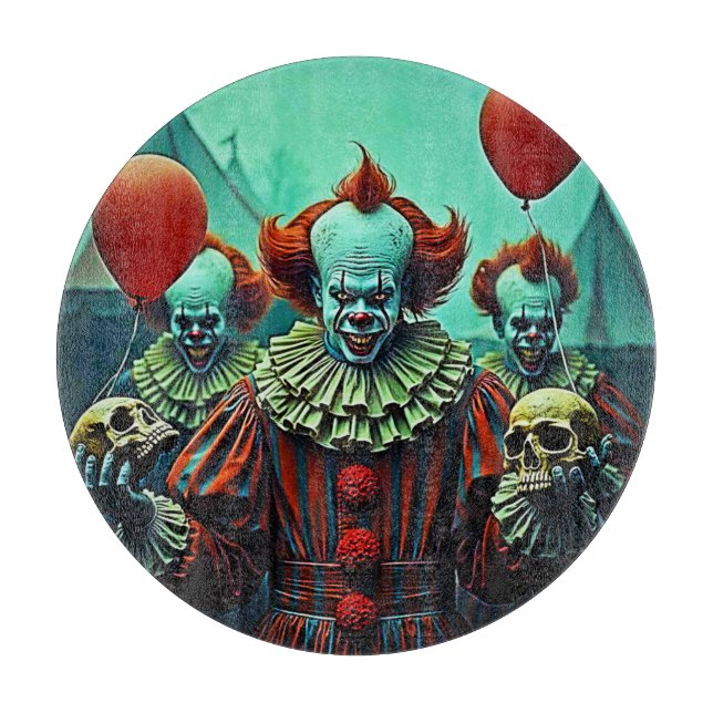 Planche À Découper Scène d'horreur de clown déplaisant (Devant)