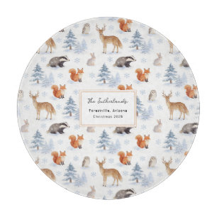 Planche À Découper Scène hivernale personnalisée de forêt de Noël ave