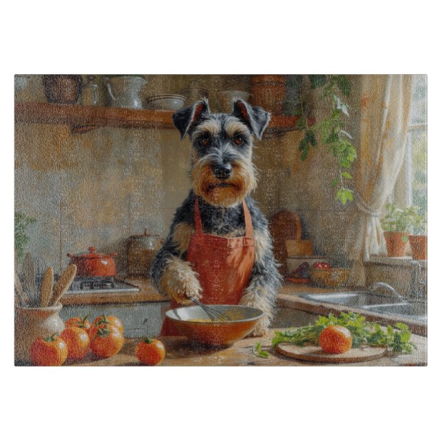 Planche À Découper Schnauzer cuisine dans la cuisine (Devant)