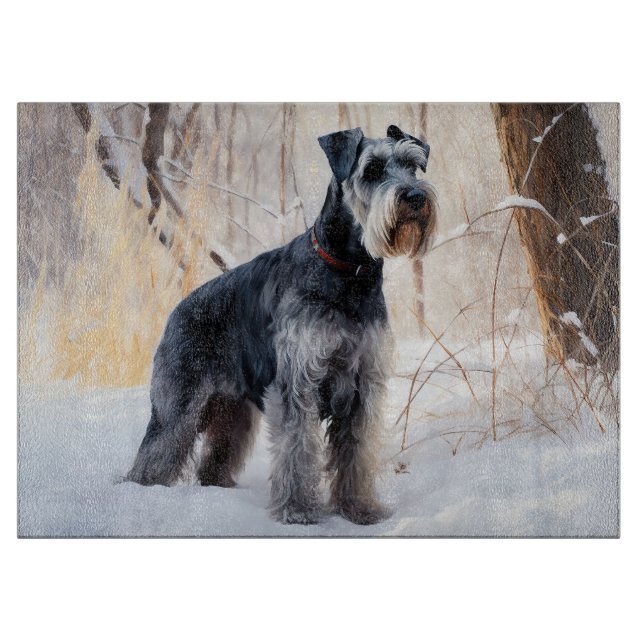 Planche À Découper Schnauzer Laisser neiger Noël (Devant)