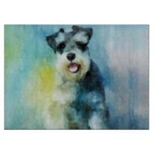 Planche À Découper Schnauzer Miniature Dog Eau Couleur Art Peinture