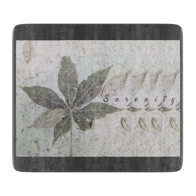 Planche À Découper Script Moderne Feuilles Feuille Sérénité Sur La Pl (Devant)