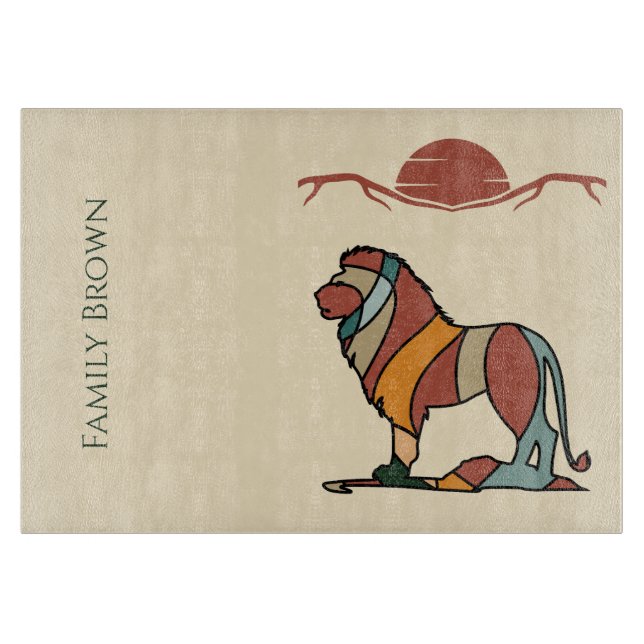 Planche À Découper Serene Savanna Kind Lion Custom Family Name (Devant)