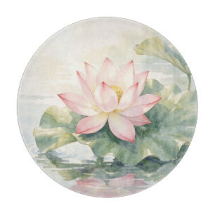 Planche À Découper Sérénité Lotus Rose Aquarelle 