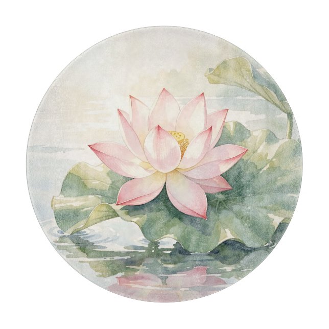 Planche À Découper Sérénité Lotus Rose Aquarelle  (Devant)