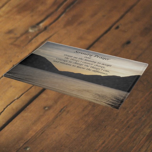 Planche À Découper Sérénité Prayer Lac Sunset Paysage (In Situ)